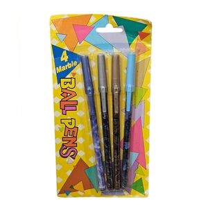 Vintage 90's Marble Ball Pens Set of 4 New In Package